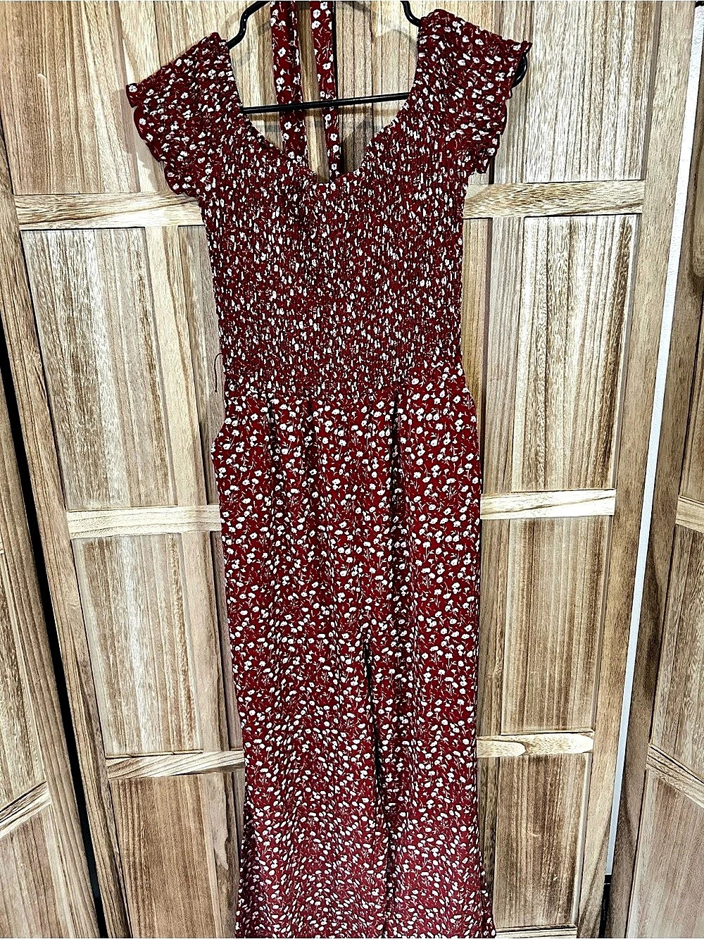 Color My World Jumpsuit Floral Burgundy & White
